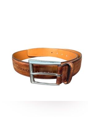 Magnanni Men’s Hand-Burnished Calfskin Leather Belt - Brown/Cognac Size 32